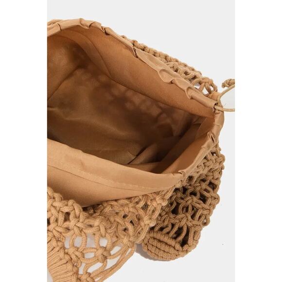 Fame Boho Braided Wooden Top Handle Bag - Picture 7 of 9